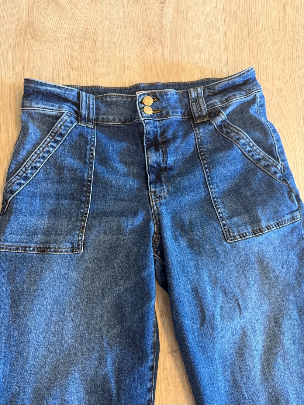 KUT from the Kloth Women’s Jodi High Rise Wide Leg Blue Denim Jeans Size 12 - Picture 8 of 13